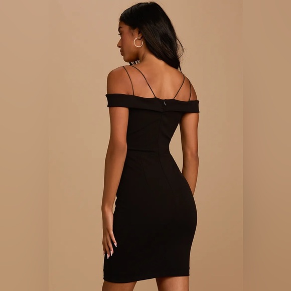 Black Off-the-Shoulder Bodycon Mini Dress Lulus Small - Picture 2 of 6
